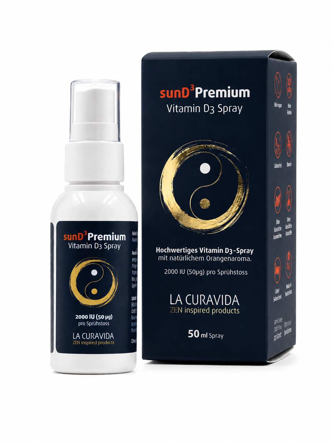 sunD³ Premium – Reines Vitamin D3 Spray | 2000 IU pro Sprühstoß | 50 ml
