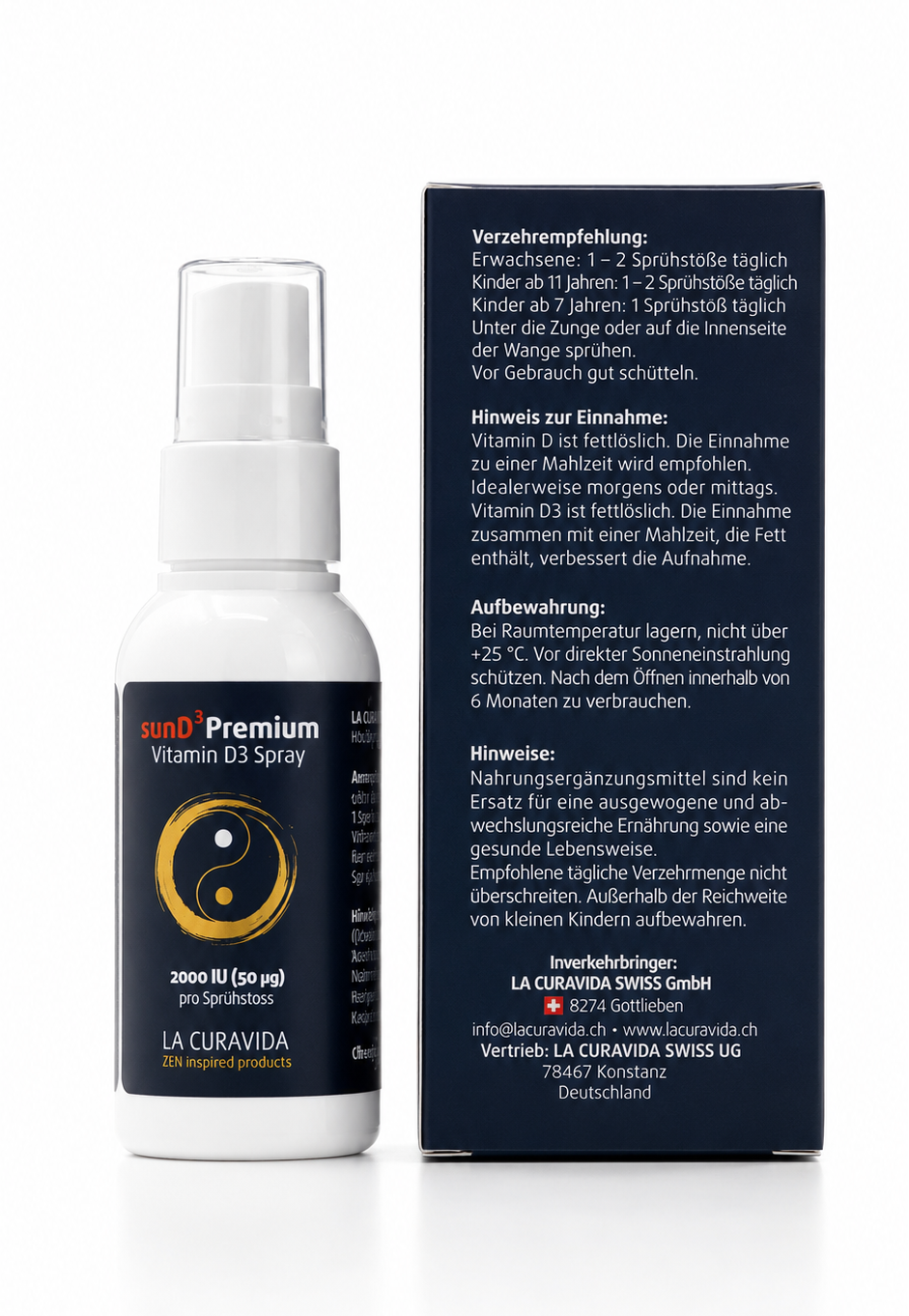 sunD³ Premium – Reines Vitamin D3 Spray | 2000 IU pro Sprühstoß | 50 ml
