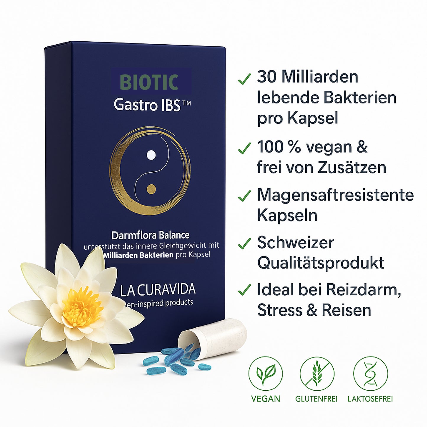 Biotic Gastro IBS™ – Probiotika Kapseln | La Curavida Swiss